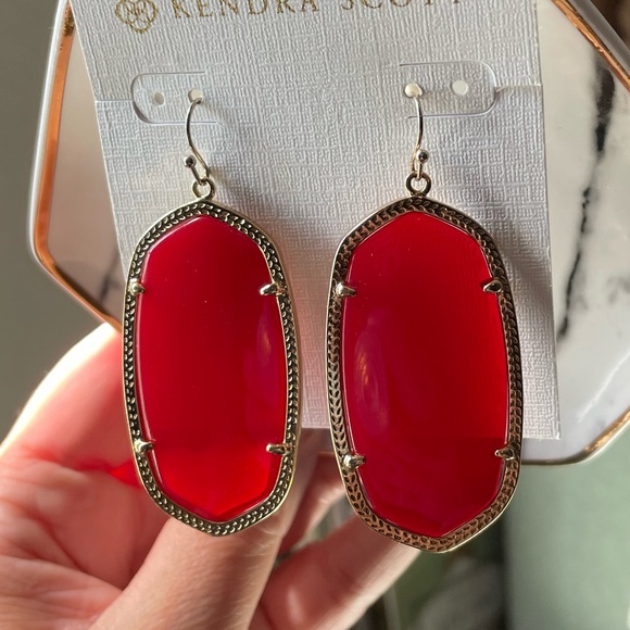 Kendra Scott Translucent Red Danielle Earrings - Picture 5 of 5